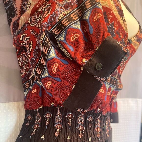 Paisley Brocade Print Midi Dress Women’s Size L Boho - Picture 3 of 5